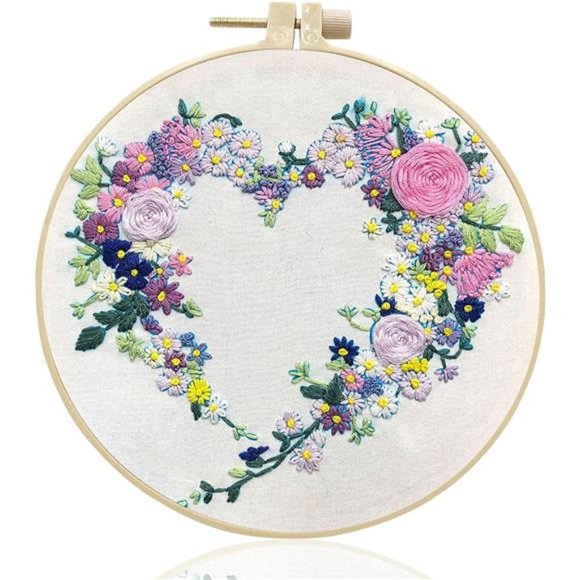 Embroidery Kit for Beginners Adults with Flower Pattern, Cross Stitch Kits - Picture 1 of 7